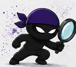Ninja investigating with a magnifying glass