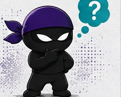 Ninja in thinking mode, hand on chin